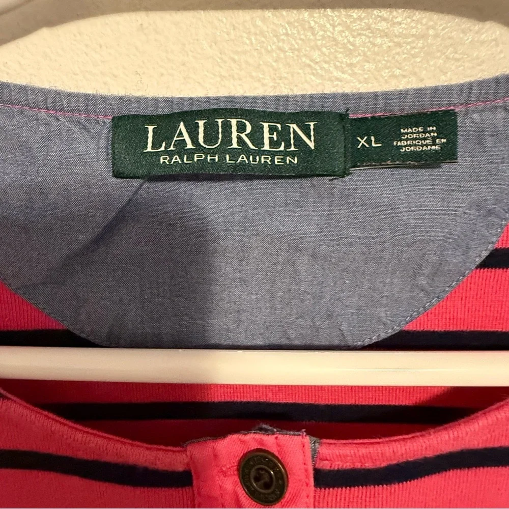 Lauren Ralph‎ Lauren Pink Striped Top Women’s Size XL Pullover LongSleeve - Picture 4 of 10